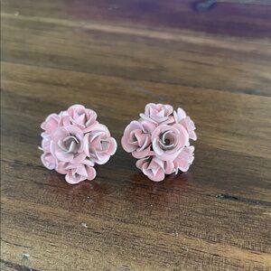 Pink Floral Cluster Stud Earrings - Women Jewelry